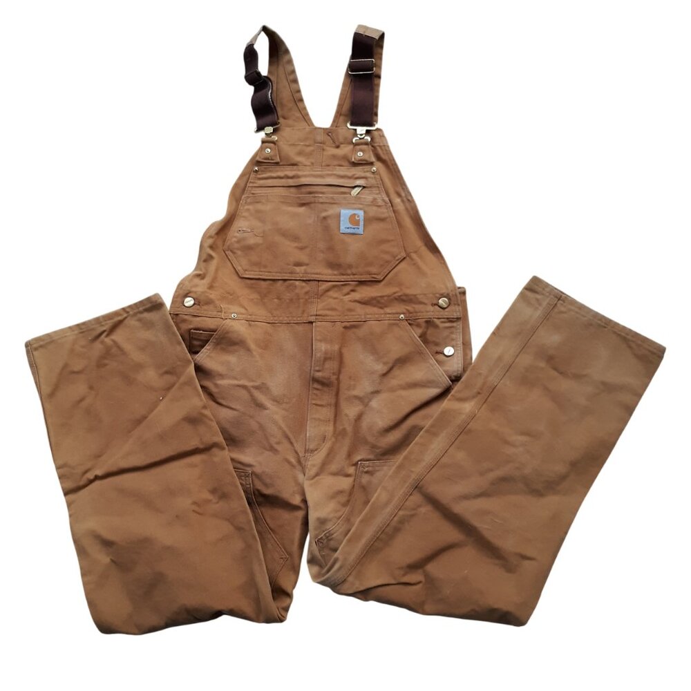 Vintage Carhartt USA Double Knee Overalls 34 x 32 Brown
